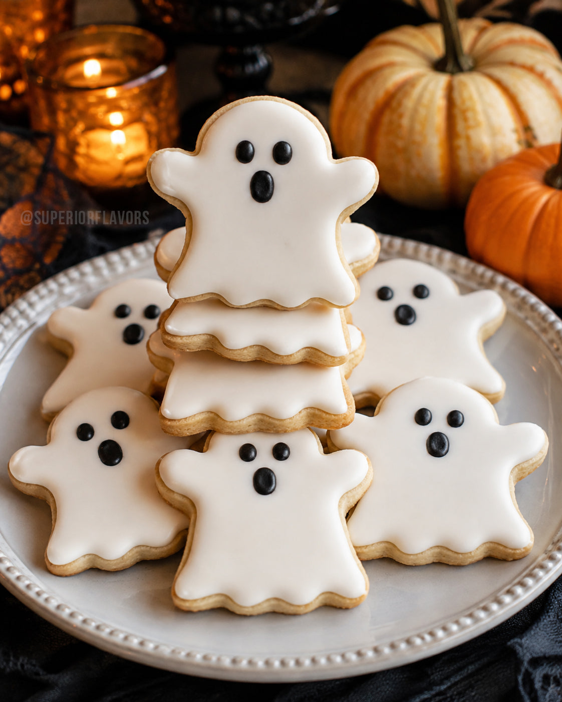 Ghost Sugar Cookies with Superior Flavors' Birthday Cake